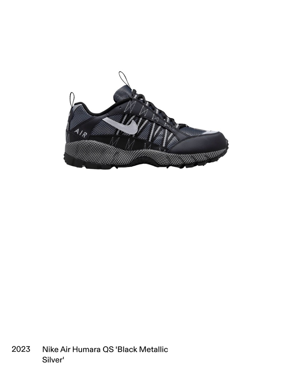 Nike Men's Air Humara QS Black & Metallic Silver Trail Sneaker- Must Have!